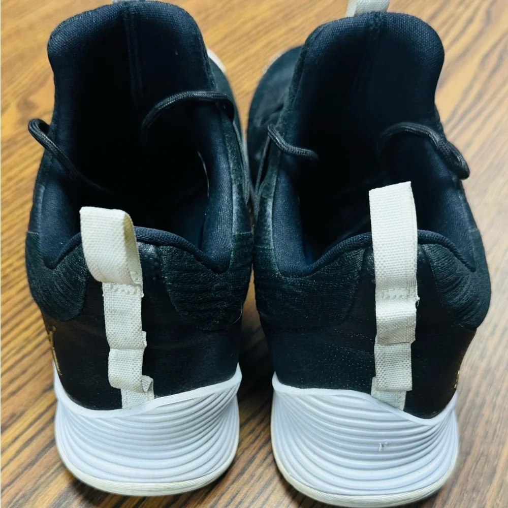 Jordan Men's Black and White Athletic Shoes with Gold Jumpman